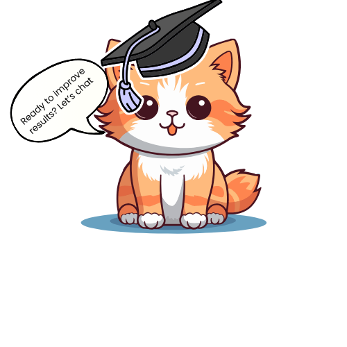 Cat illustration saying 'Let’s chat'