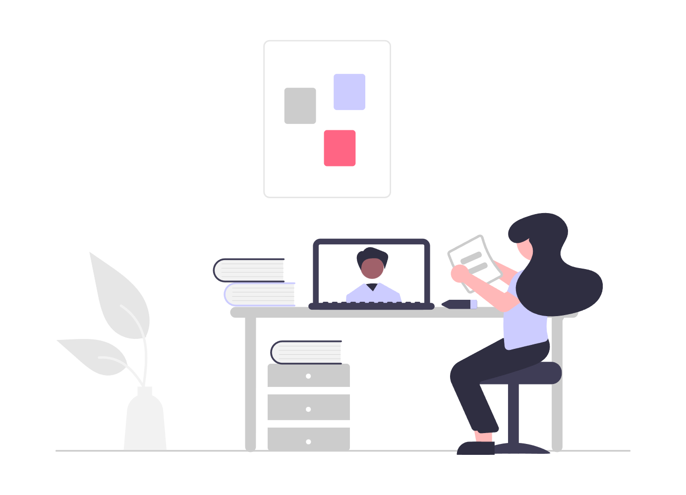 Student on laptop studying with a tutor