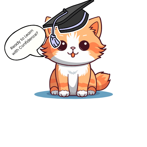 Cartoon cat ready to learn